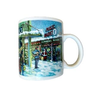 Starbucks Mug -Winter scene of Pike Place Public ceramic coffee, tea